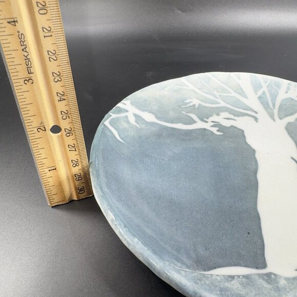 Vintage Oriental Hand Made Studio Pottery Dish Plate Tree Scene Artist Signed - Picture 4 of 14